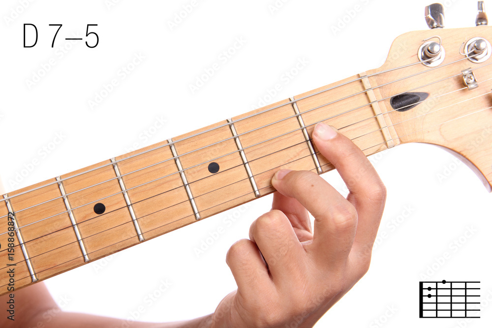 D7-5 guitar chord tutorial Stock-Foto | Adobe Stock