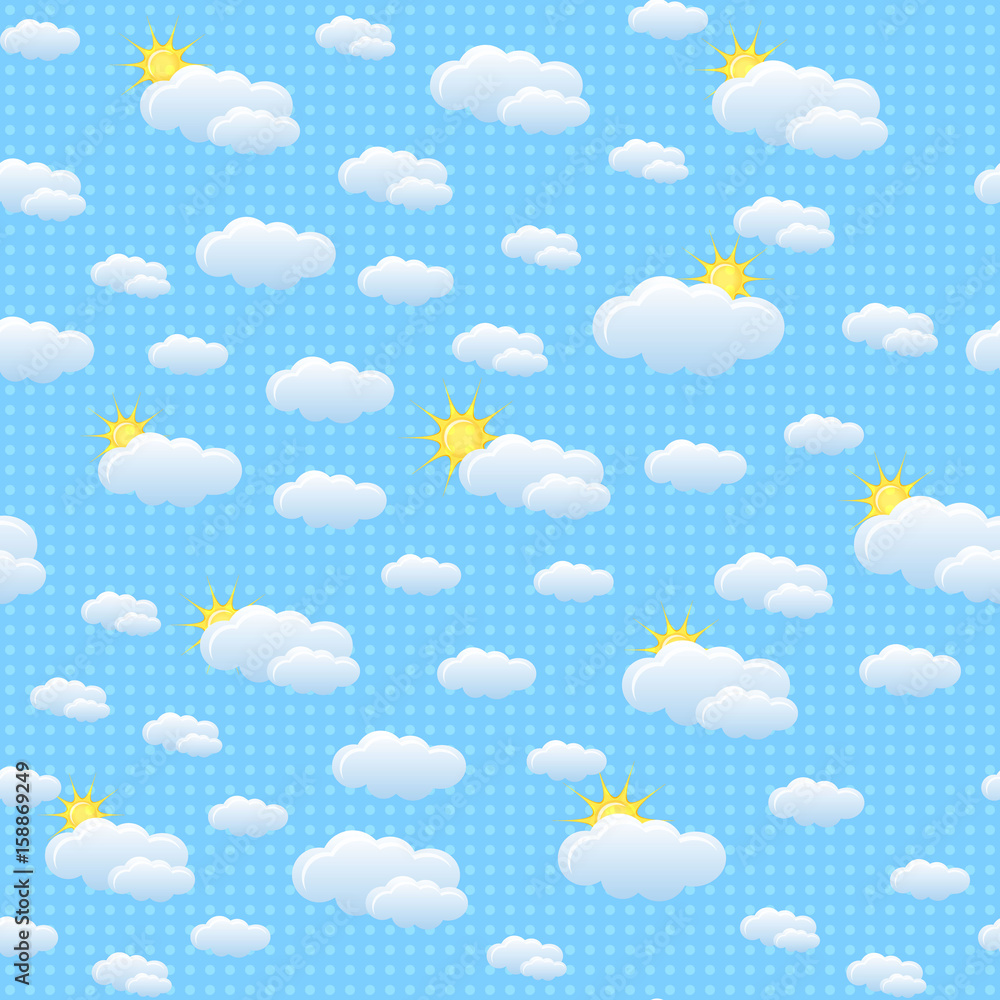 Seamless pattern with clouds and sun Seamless pattern with clouds and sun