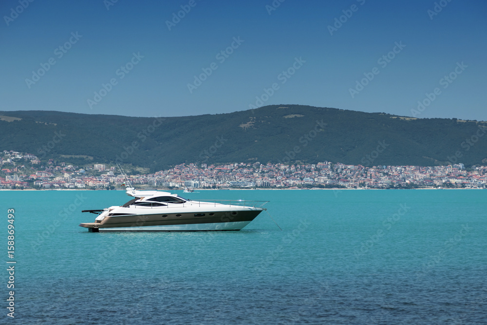Luxury yacht in to the sea in summer