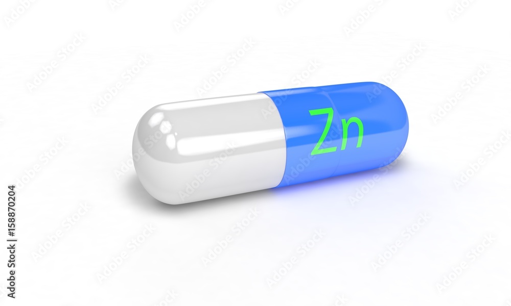 Pill Zn isolated on the white, 3d render