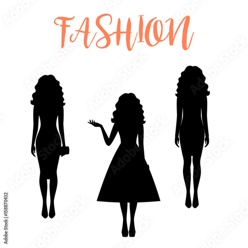 Fashion woman silhouette with long hairstyle
