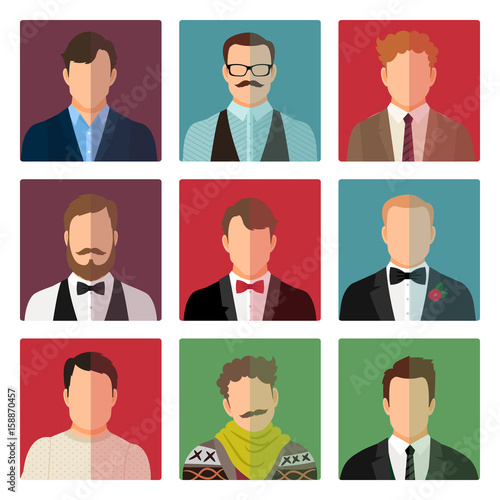 Male avatar icons in different costume