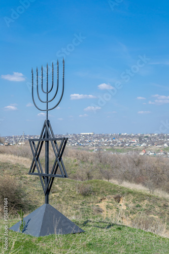 Foto The menorah is a symbol of Judaism, the national-religious sign of Israel