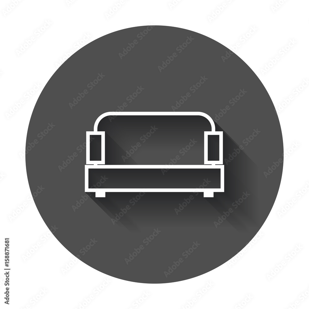 Sofa vector illustration. Sofa icon vector illustration with long shadow. Sofa vector illustration. Sofa icon vector illustration with long shadow.