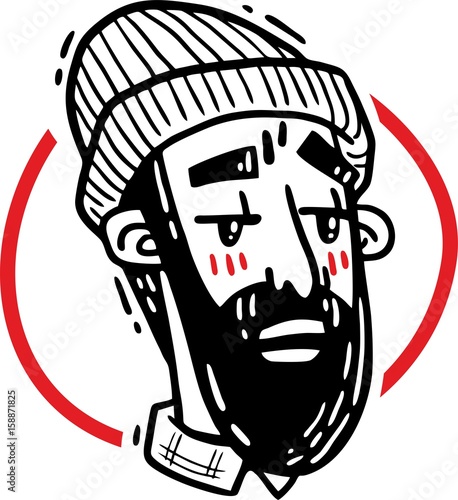 man bearded hipster sign
