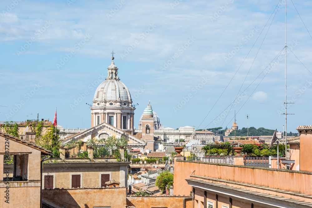 Panorama of Rome from the top of the spanish steps