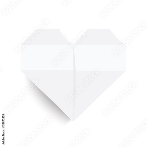Heart made of paper in origami style for healthcare concept, Vector illustration your design and red color on isolated background, Heart icon for Valentine's Day