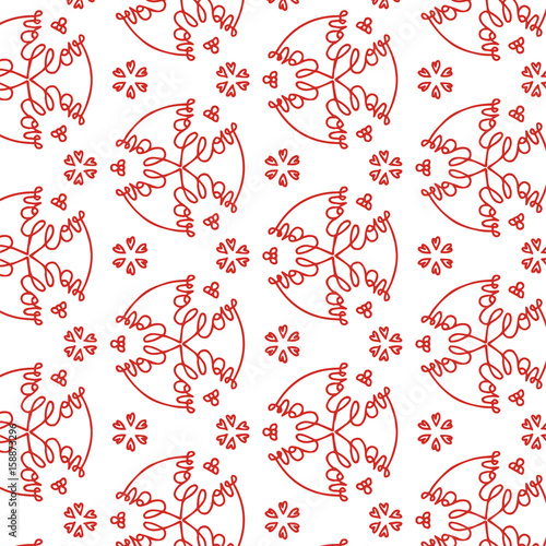 Calligraphy Seamless Pattern Background. The design making by drawing the word love with hearts in red for Valentines day.