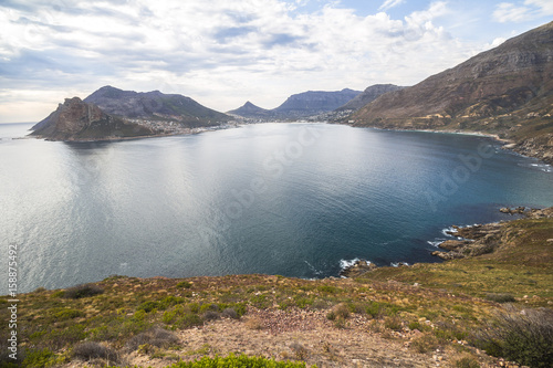 Wonderful panorama view on Hout Bay from Chapmans Peak Drive photo