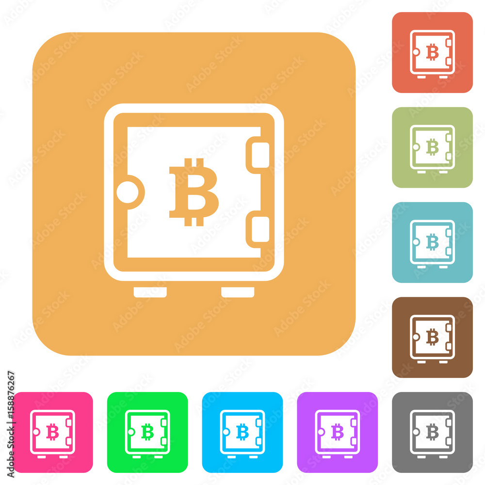 Bitcoin strong box rounded square flat icons Bitcoin strong box rounded square flat icons
