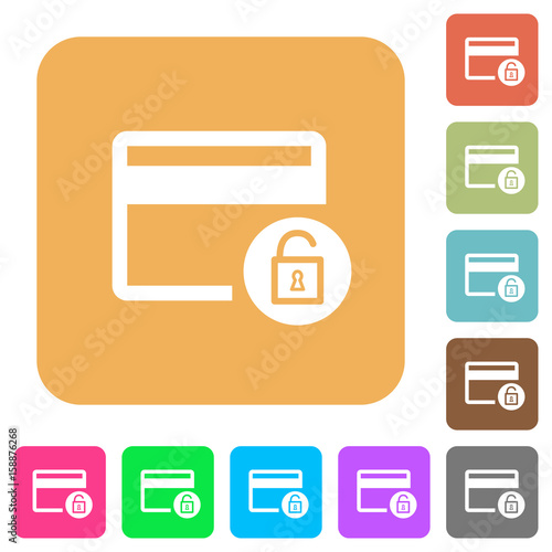 Unlock credit card transactions rounded square flat icons