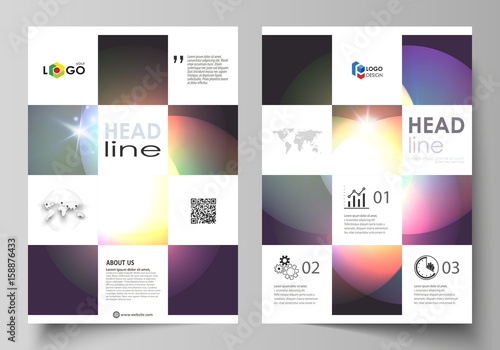 Business templates for brochure, magazine, flyer, booklet or annual report. Cover template, abstract vector layout in A4 size. Retro style, mystical Sci-Fi background. Futuristic trendy design.