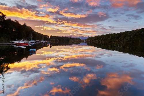 Sunset at Lake Manapouri, New Zealand photo