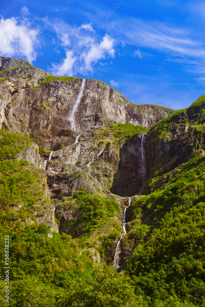 Waterfall in Fjord Sognefjord - Norway