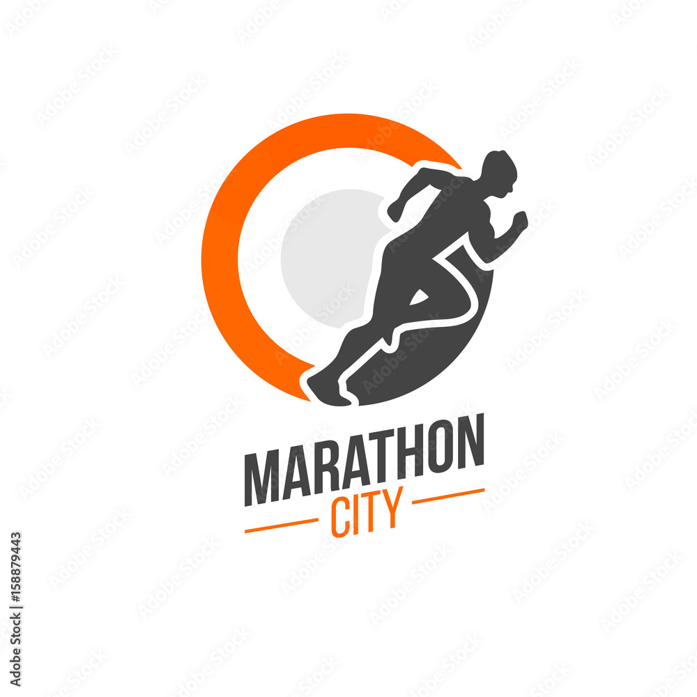 Running man silhouette, marathon