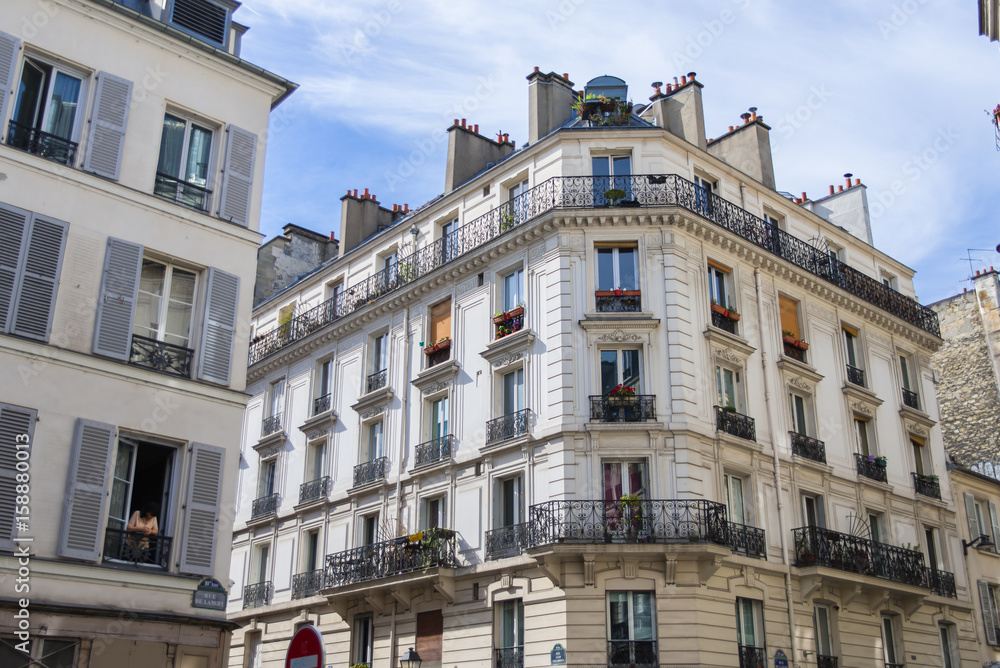 Paris, typical facades of buildings