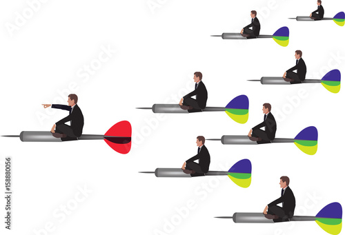 manager sopra una freccia altri lo seguono