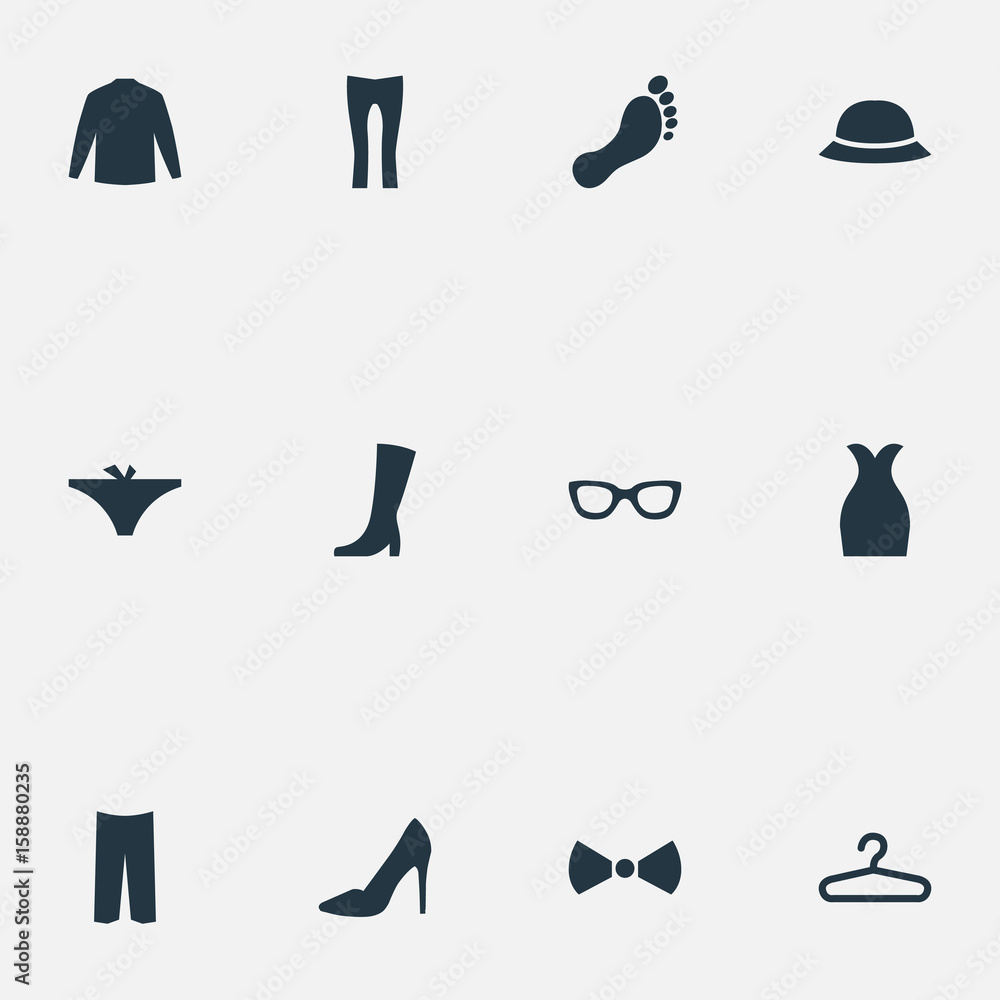 Vector Illustration Set Of Simple Dress Icons. Elements Pants, Swewatshirt,  Rack And Other Synonyms Shoe, Panties And Trousers. Stock Vector | Adobe  Stock