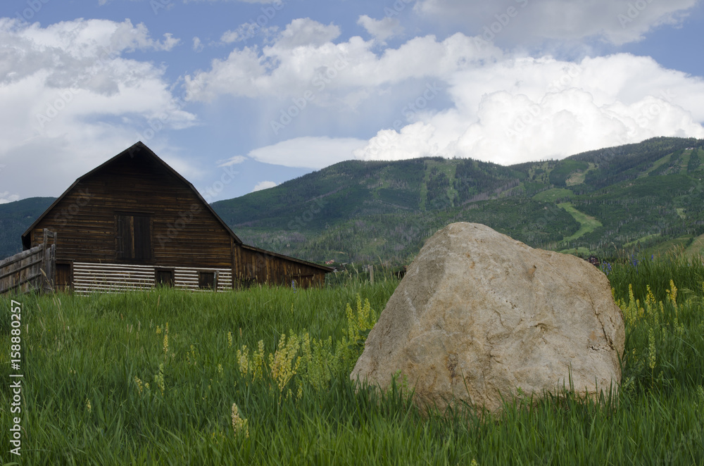 Steamboat Springs Barn and Ski Slopes in Summer