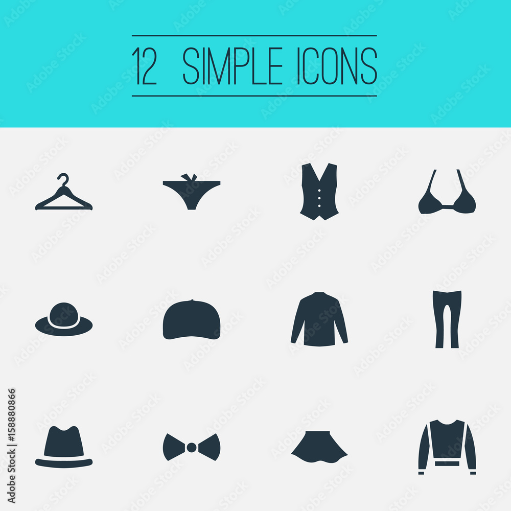 Vector Illustration Set Of Simple Dress Icons. Elements Cap, Cardigan,  Pants And Other Synonyms Hat, Lingerie And Elegant. Stock Vector | Adobe  Stock