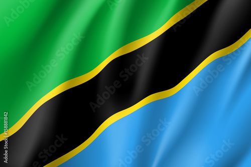 Tanzania Flag. Symbol african state in proportion correctly and official colors. Patriotic sign Eastern Africa country. Vector icon illustration