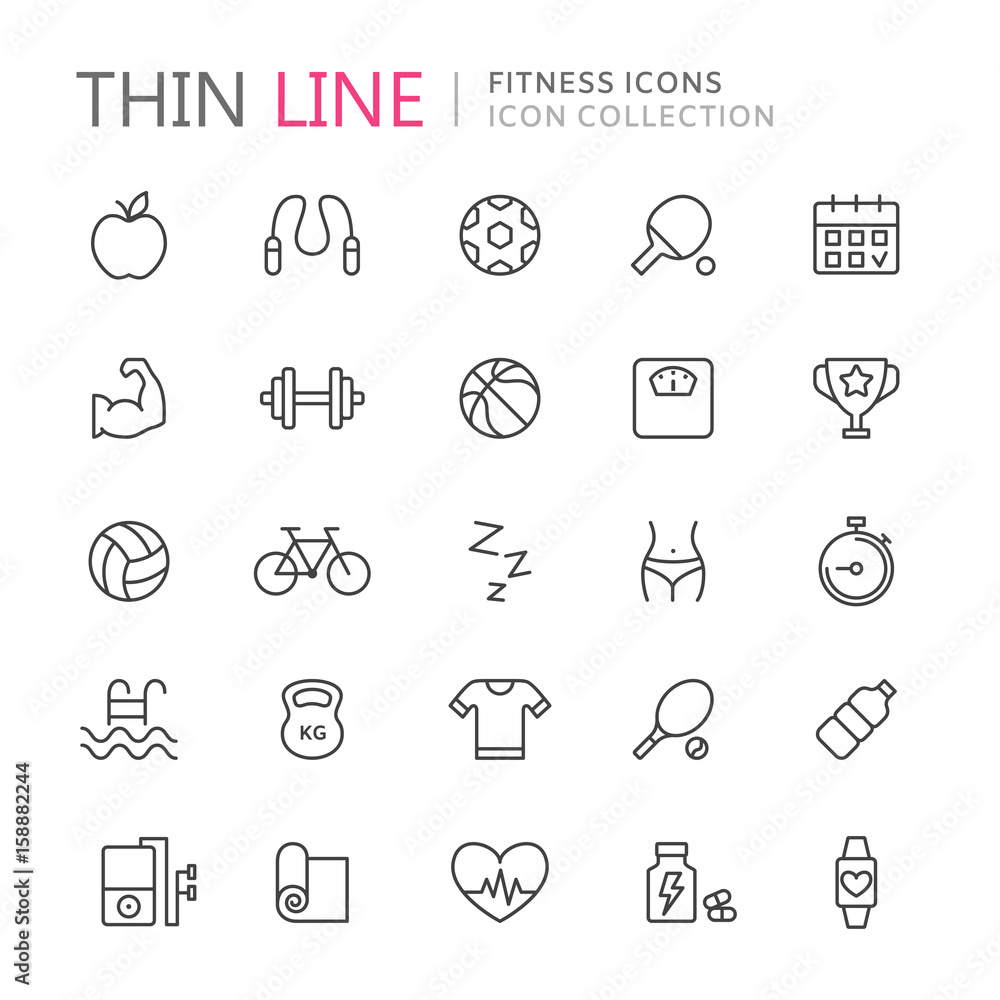 Fototapeta premium Collection of sport thin line icons