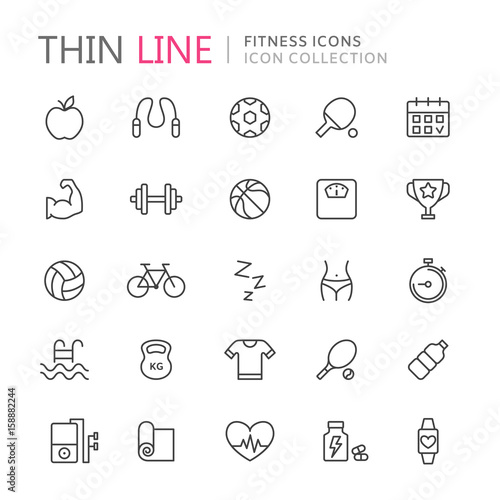 Collection of sport thin line icons