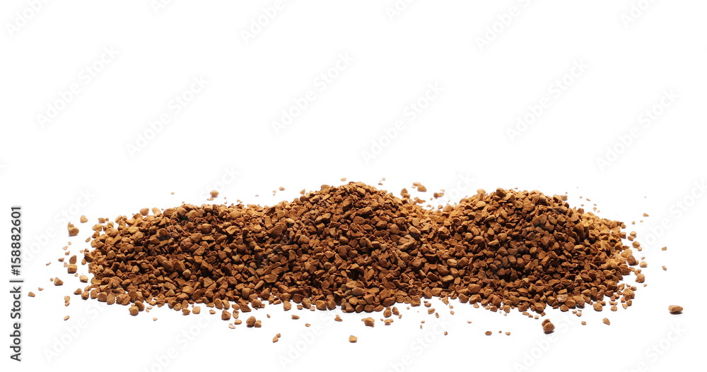 Pile of instant coffee grains isolated on white Pile of instant coffee grains isolated on white
