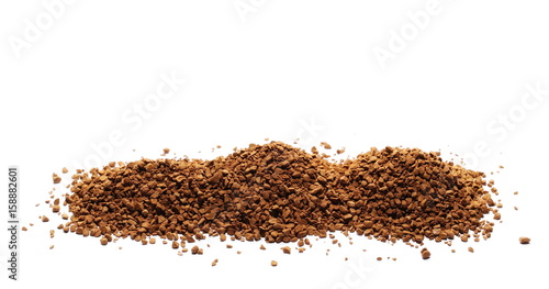 Pile of instant coffee grains isolated on white