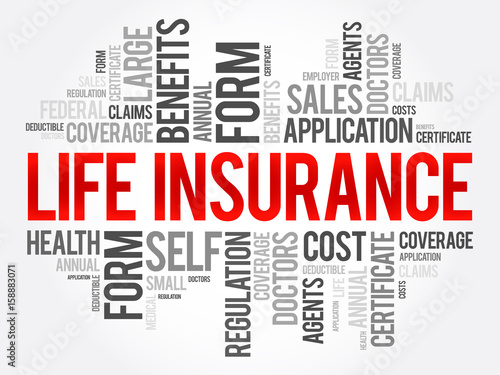 LIFE Insurance word cloud collage, healthcare concept background