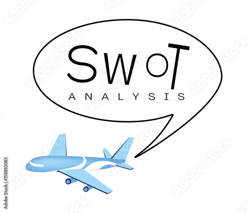 Airplane with SWOT Analysis Strategy Management Concept

