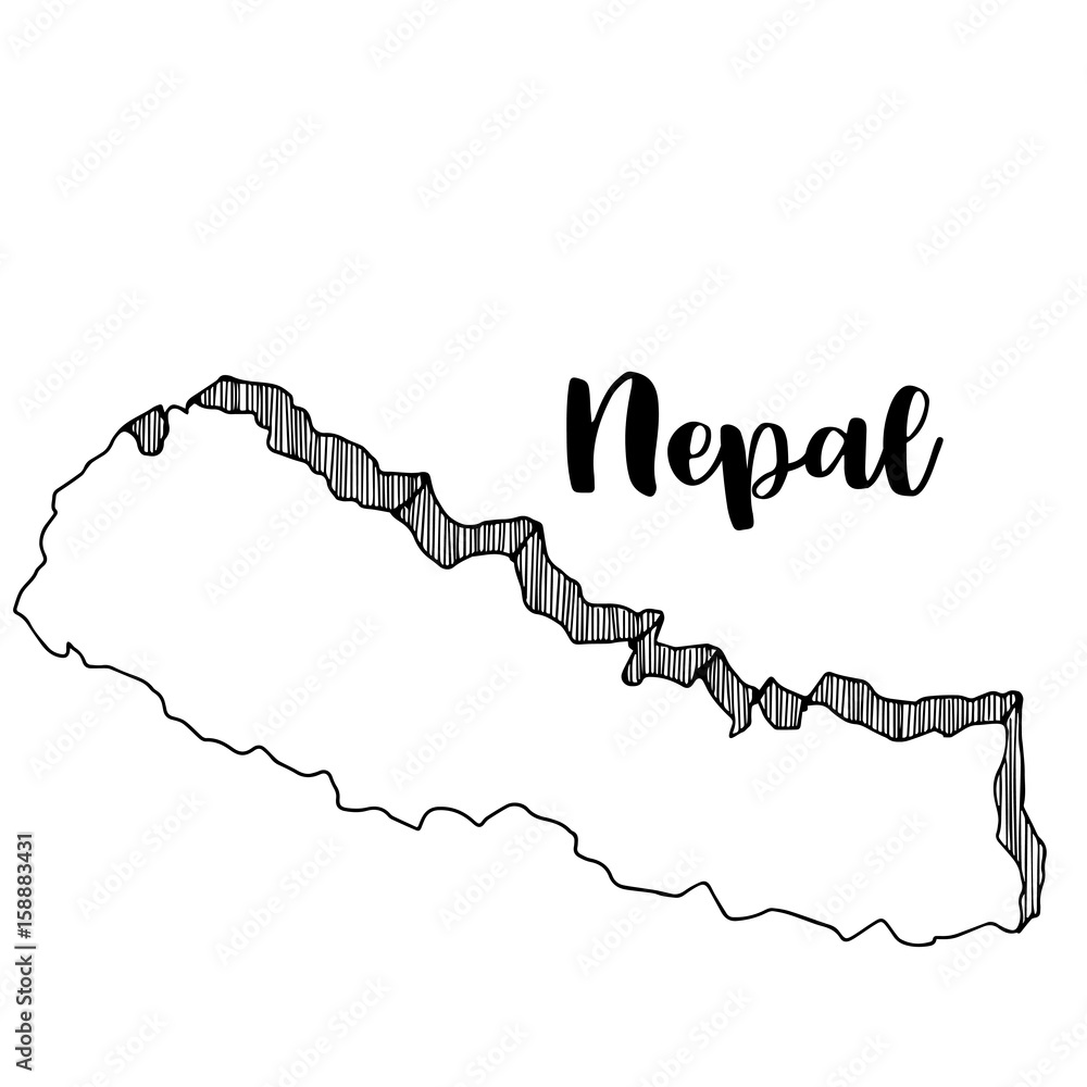 Hand drawn of Nepal map, vector illustration เวกเตอร์สต็อก | Adobe Stock