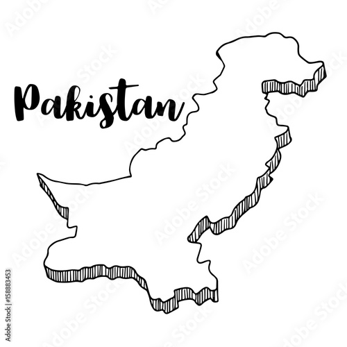 Hand drawn  of Pakistan map, vector  illustration