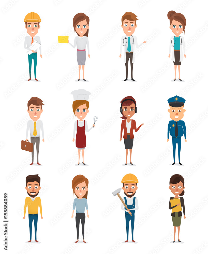 Set of people in occupation character. illustration vector of avatar men and women. Set of people in occupation character. illustration vector of avatar men and women.