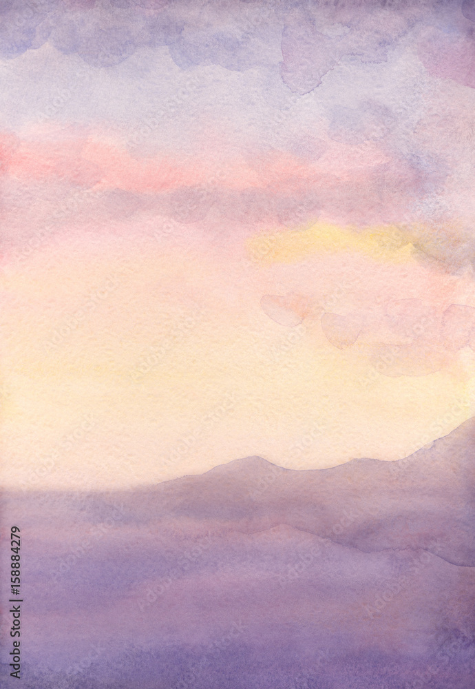 Obraz premium Watercolor seascape. Sunset
