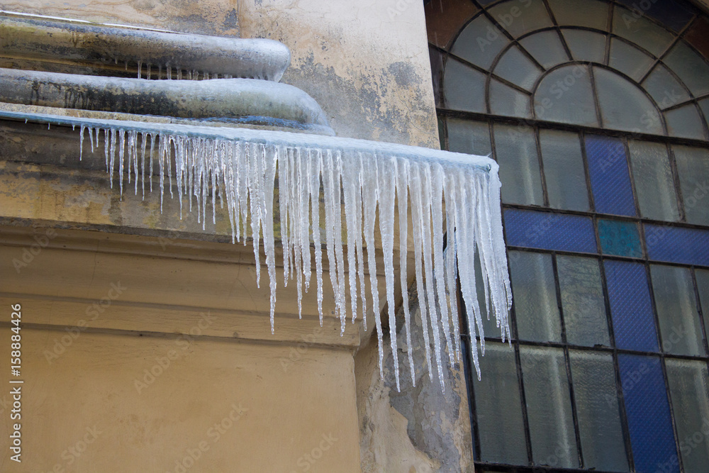 icicles from the roof icicles from the roof