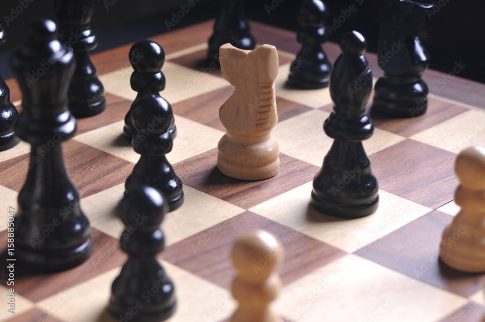 Chess pieces on the board Chess pieces on the board
