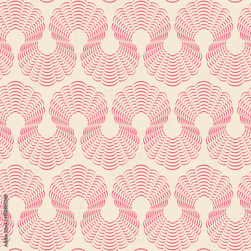 classic style linear waves seamless tile in ivory and pink