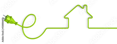Green power plug bent in a house shape photo