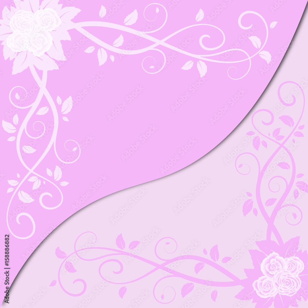 Vector card with colorful pink flowers isolated by layers
