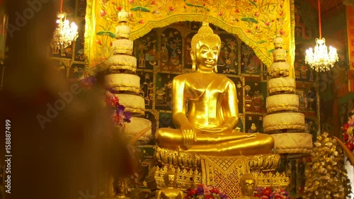 Golden Buddha Statue in the ubosot at Wat Phanan Choeng temple,Phra Nakhon Si Ayutthaya, Thailand, World Heritage Site , Public place photo