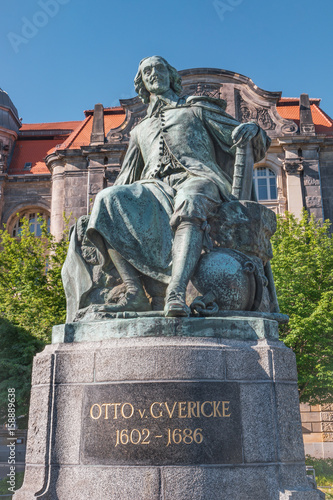 Statue of great scientist Otto Gvericke,  Magdeburg, Germany photo