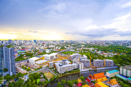 High angle view of building and  river canals