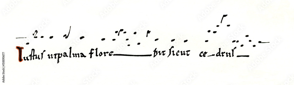 Obraz premium Neumes in one line, Gradual from Albi, 12-13th century (from Meyers Lexikon, 1896, 13/36/37)