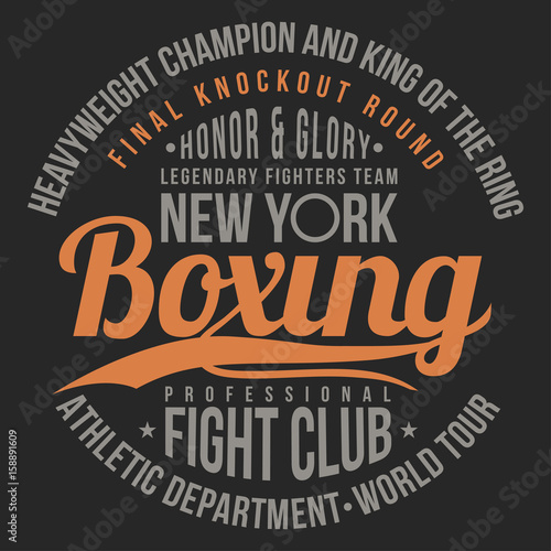 Boxing, fight club typography for t-shirt print, poster. T-shirt graphics