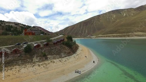 High-altitude lake Kezenoy am. Panorama. Chechnya. Russia