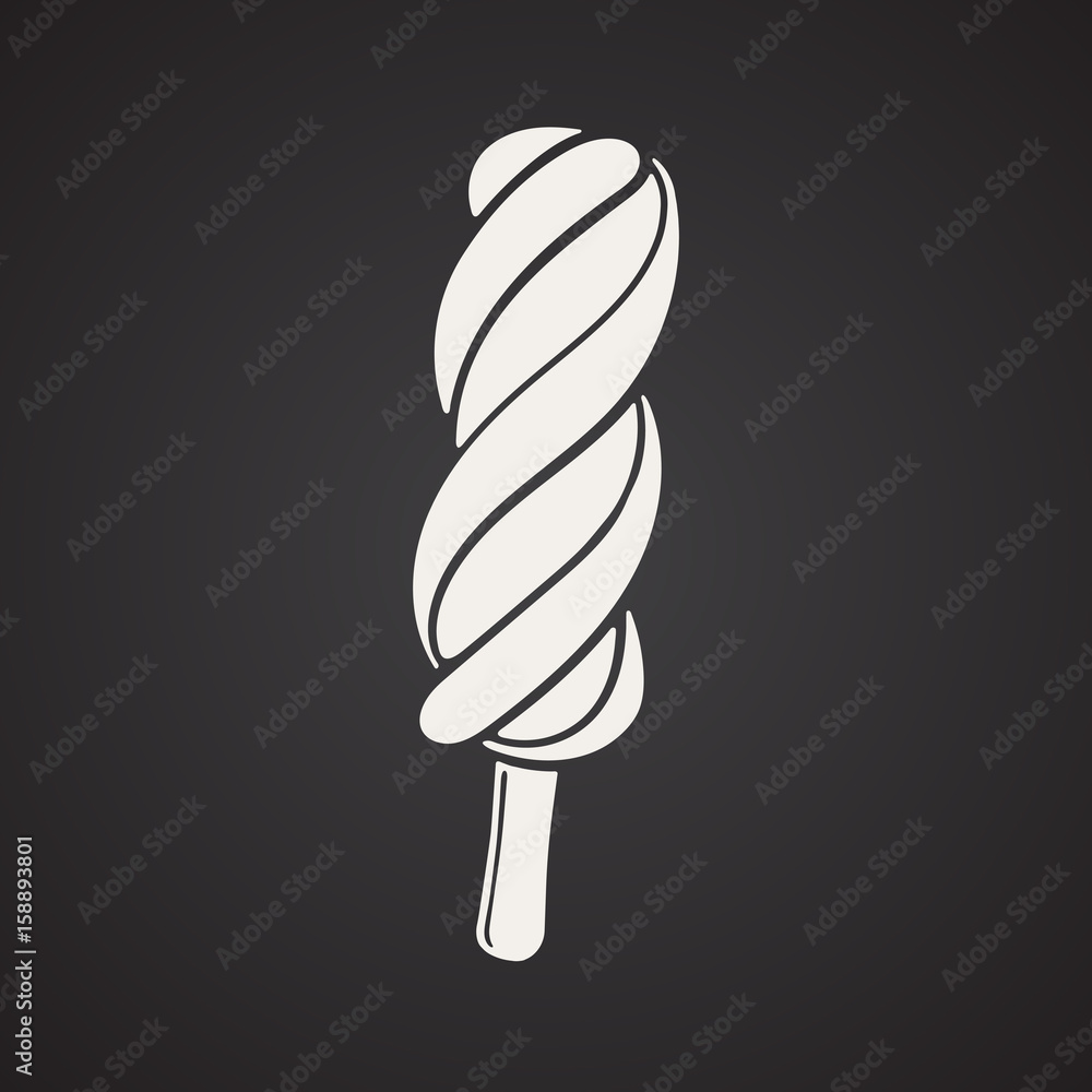 Vector illustration. Silhouette of spiral Popsicle ice lolly. Decoration for menus, signboards, showcases, greeting cards, posters, wallpapers