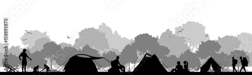Silhouette Zeltplatz