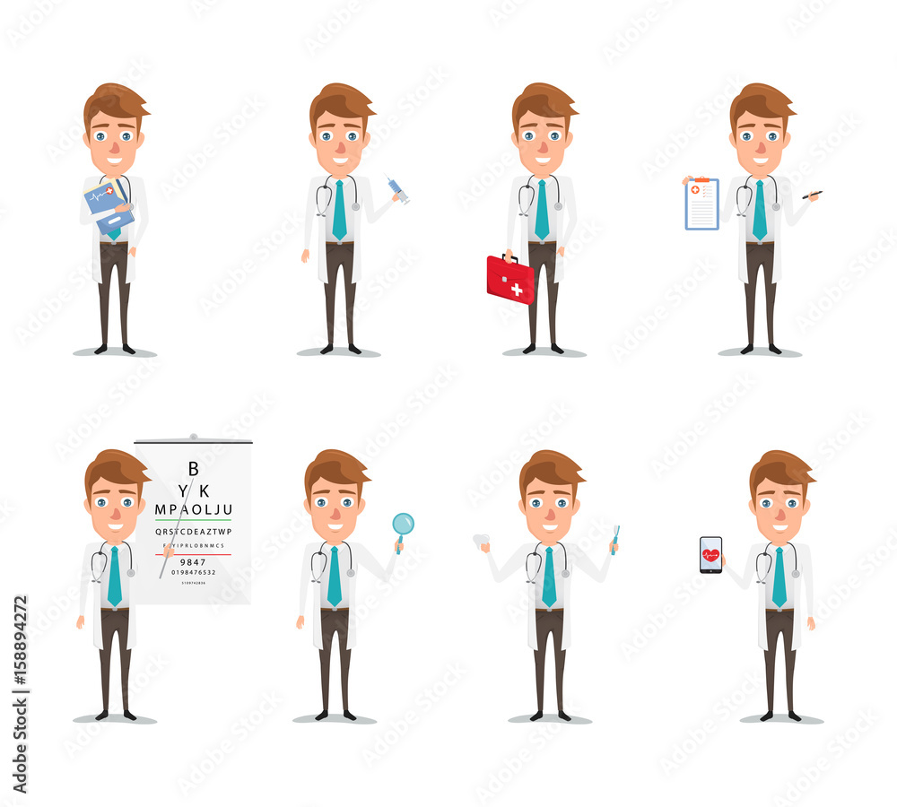 Doctor occupation character health care with icon set. set of avatar. illustration vector of cartoon people. Doctor occupation character health care with icon set. set of avatar. illustration vector of cartoon people.