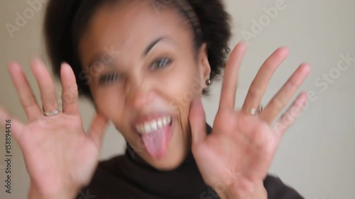 Close up, playful woman teasing